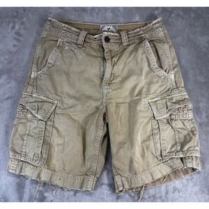 American Eagle Cargo Shorts Mens 33 Khaki Tan Good Distressed AE3 Field Tested